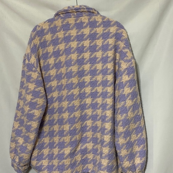 STORETS HANNAH HOUNDSTOOTH WO SIZE S/M  WOOL BLEND SHIRT JACKET  LILAC CREAM - Picture 12 of 13
